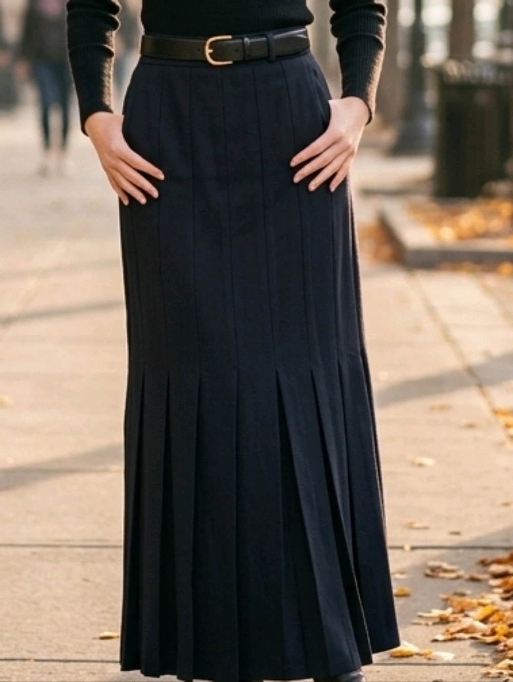 📣 Reflections Images of You Navy Lined Maxi Skirt 🆕 Tags 😍 Size 4 Open Pleats